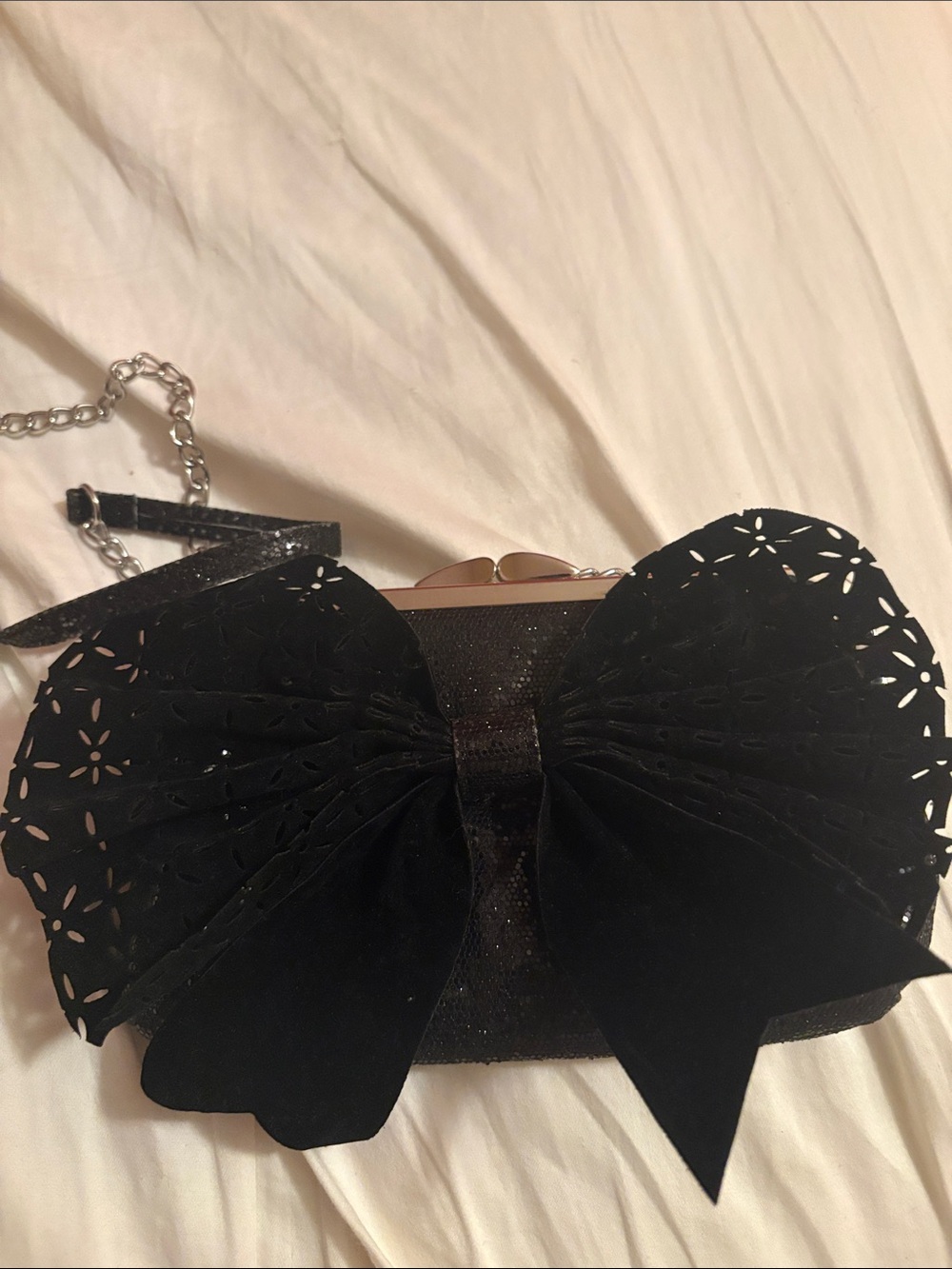 Black Bow Clutch Evening Bag